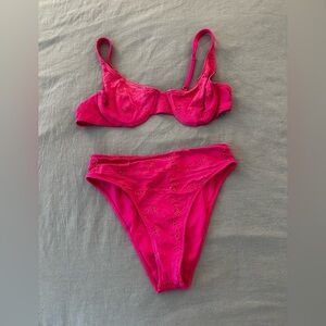 Hot pink Frankies Bikinis bikini SET top AND bottoms!